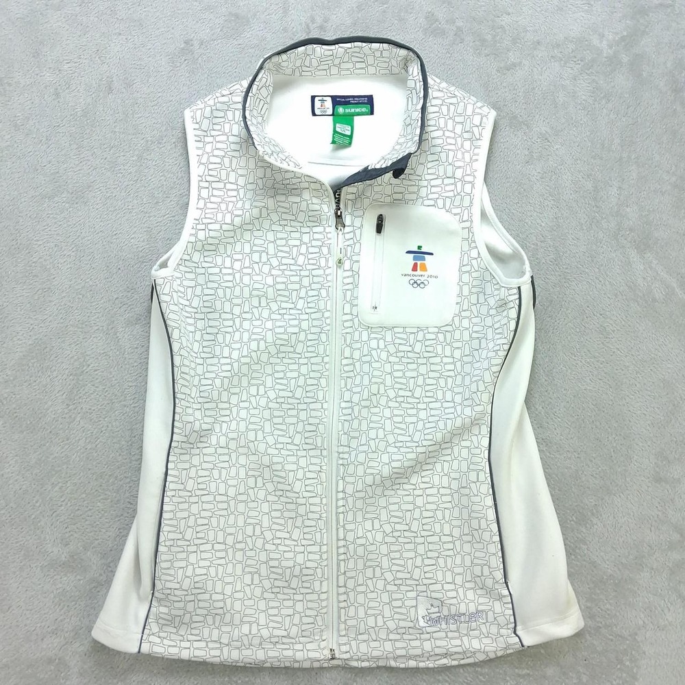 Sunice Vancouver 2010 Winter Olympics Whistler Full Zip Vest Women L White Gray